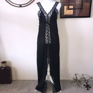 Sexy Black Lace Vintage Full Slip Dress Long Maxi Nightgown Night Dress Chemise